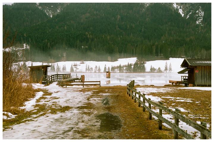 Foggy day at the end of the season; hurry, that ice is melting fast... [Nikon F100, Portra 160]